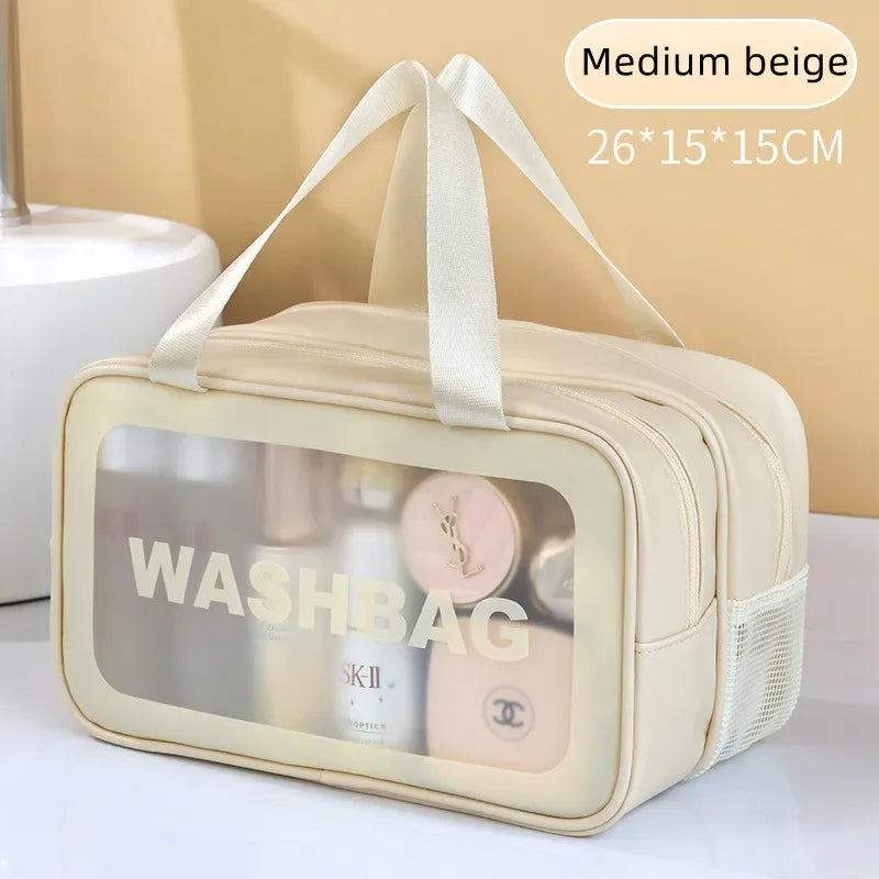 Dry-Wet Separation Travel Bag — Transparent PU Cosmetic & Gym Essentials Bag