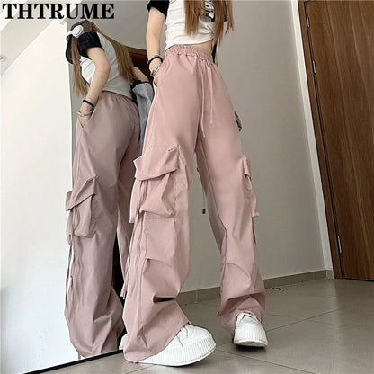 Women's Retro Vintage Baggy Pants — Oversized High Street Drawstring Trousers with Pockets