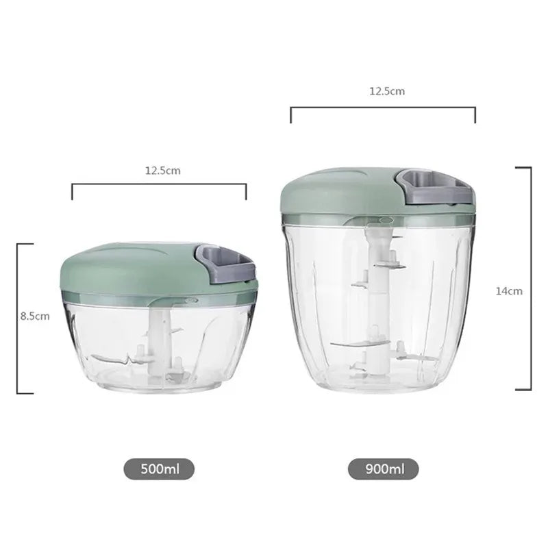 Manual Meat Mincer & Garlic Chopper — 500/900ml Rotate Press Crusher for Vegetables & Onions