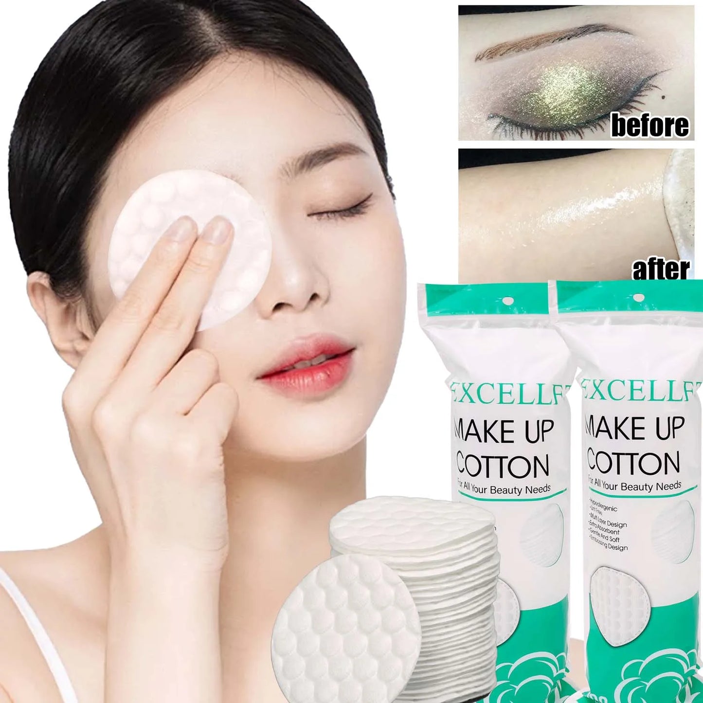 Disposable Makeup Remover Cotton Pads — Soft Dual-Sided Facial Cleansing Rounds for Daily Use & Nail Polish Removal