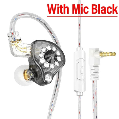QKZ AK6 In-Ear HIFI Earphones — 6 Dynamic Drivers, Stereo Bass Subwoofer Monitor Earbuds with Mic