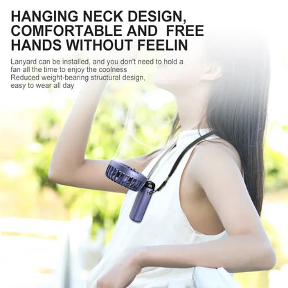 Portable Handheld & Neck Hanging Fan — 5-Speed USB Rechargeable Fan with Phone Stand & Display Screen (1800mAh)