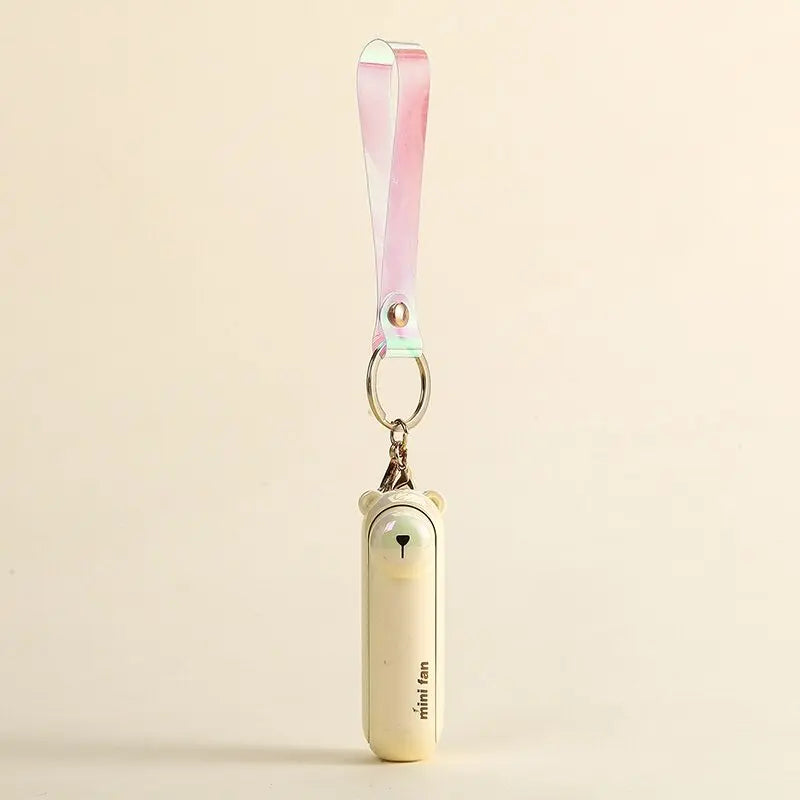 Cute Mini Portable USB Fan — Foldable Handheld Desk & Bedside Cooling Fan with Battery