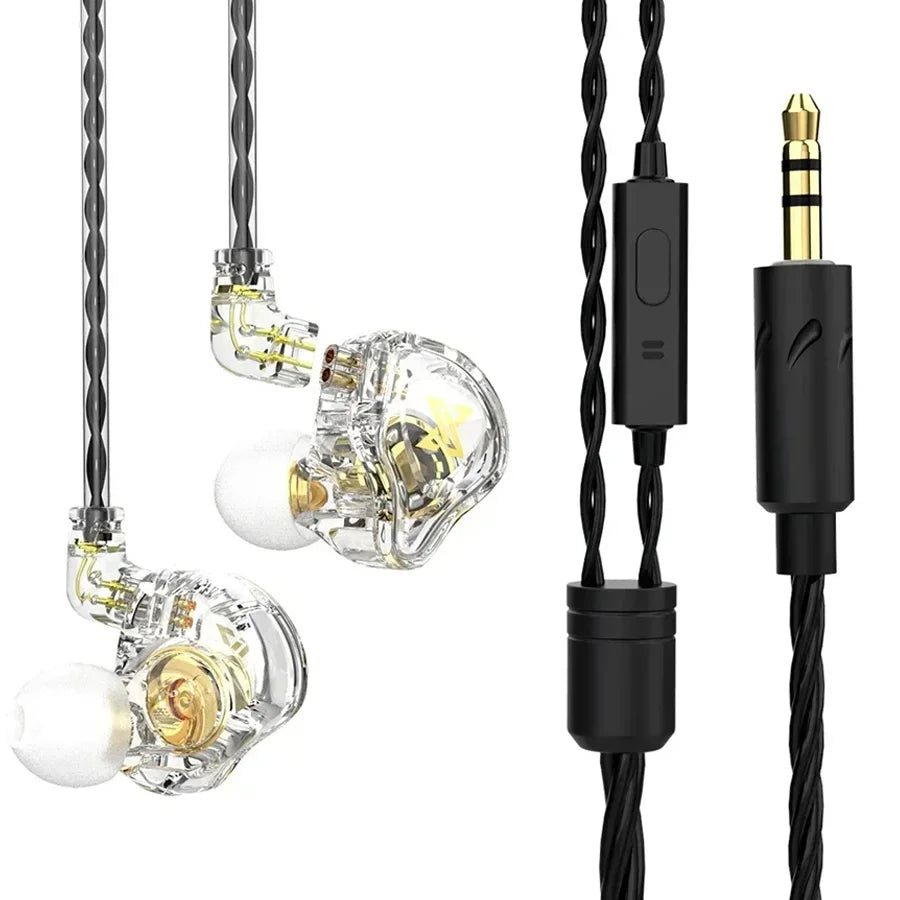 QKZ AK6 In-Ear HIFI Earphones — 6 Dynamic Drivers, Stereo Bass Subwoofer Monitor Earbuds with Mic