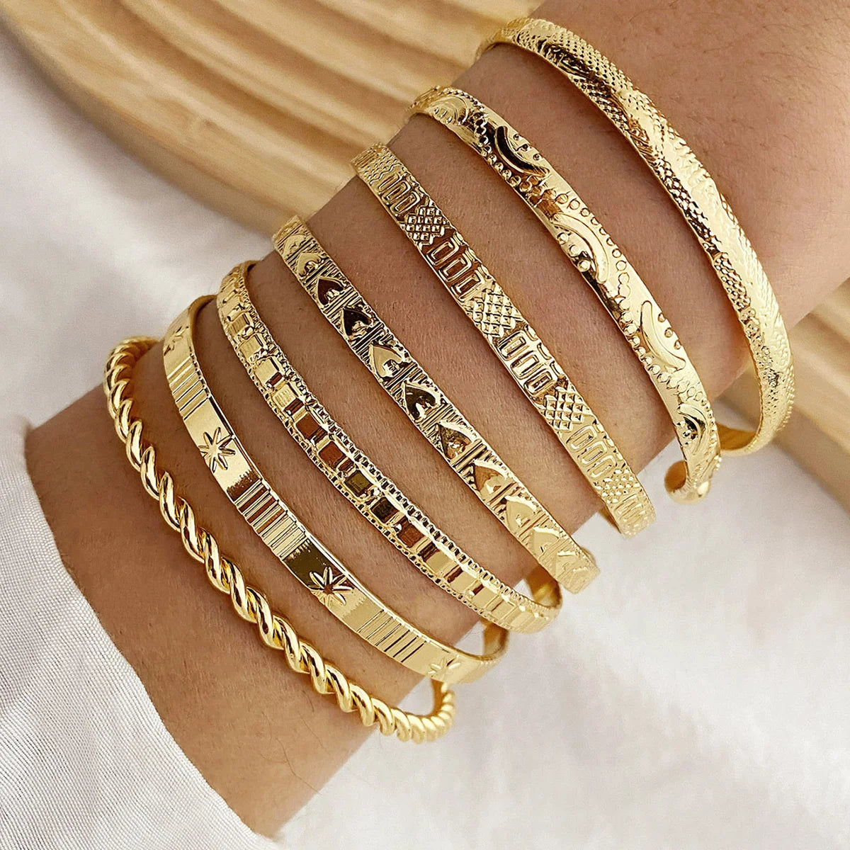7-Piece Women’s Gold-Tone Punk Bracelet Set