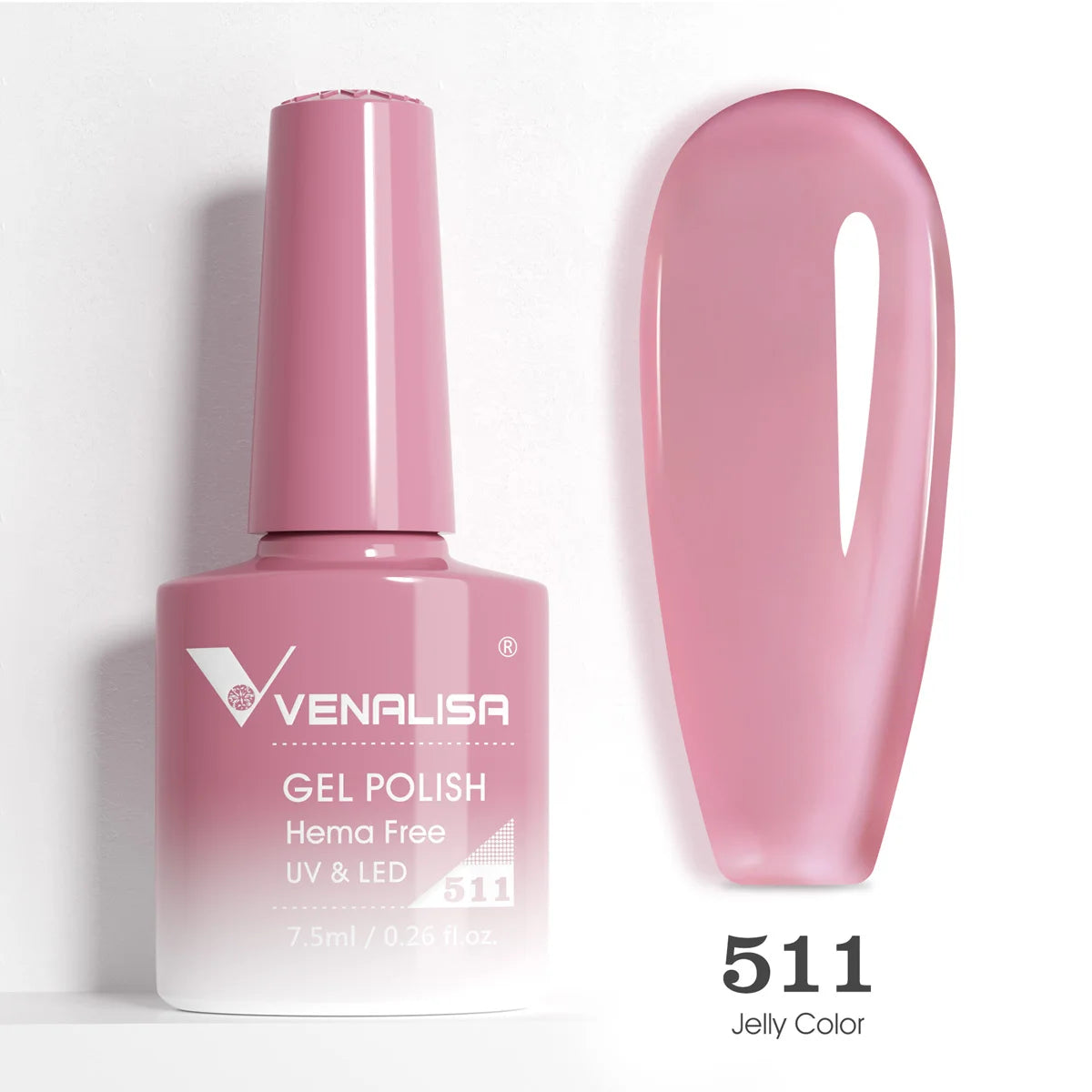 Venalisa HEMA-Free Glitter Gel Nail Polish — Full Coverage UV LED Soak-Off, Jelly Pink & Nude