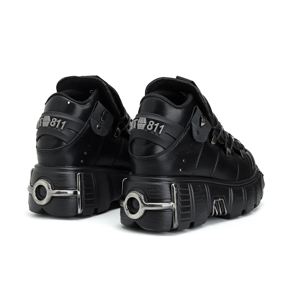 Punk Rock Lace-Up Platform Boots — 6CM Heel Metal Decor Women's Rock Sneaker Boots 2026