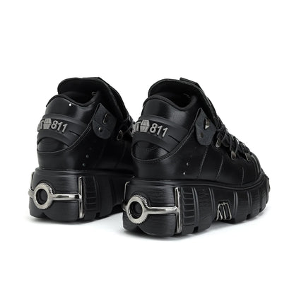 Punk Rock Lace-Up Platform Boots — 6CM Heel Metal Decor Women's Rock Sneaker Boots 2026