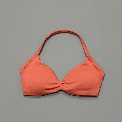 Women's Sports Strappy Yoga Bra — High Support Backless Halter Fitness Workout & Running Bra