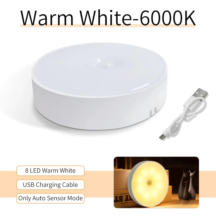 USB Rechargeable Motion Sensor Night Light — LED Lamp for Kitchen, Bedroom, Stairs, Hallway & Closet