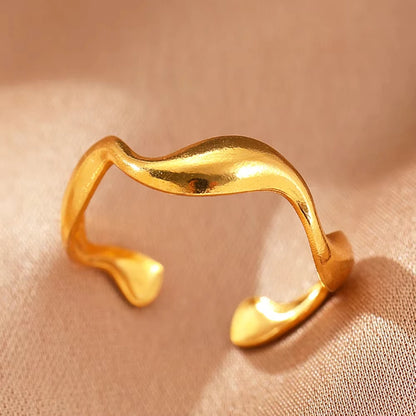 Adjustable 18K Gold-Plated Stainless Steel Zircon Ring – 30 Designs