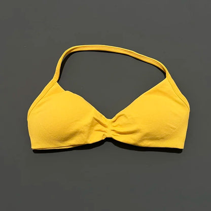 Women's Sports Strappy Yoga Bra — High Support Backless Halter Fitness Workout & Running Bra