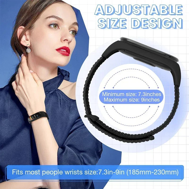 Nylon Sport Strap for Xiaomi Mi Band 3 4 5 6 7 — Soft Adjustable Replacement Wristband