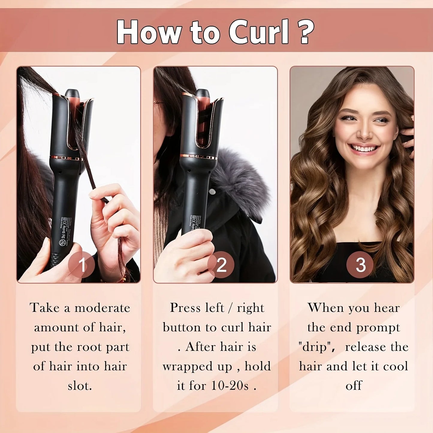 Automatic Ceramic Hair Curler — Auto Rotating Air Spin Wand & Magic Curl Machine for Effortless Waves