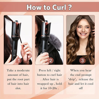 Automatic Ceramic Hair Curler — Auto Rotating Air Spin Wand & Magic Curl Machine for Effortless Waves
