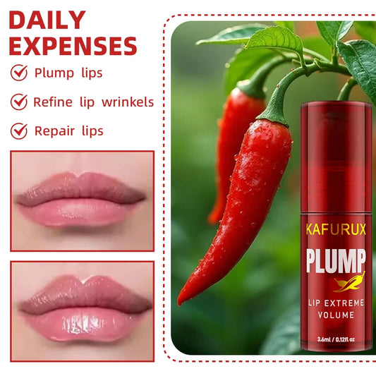 Chili Pepper Lip Plumper Oil — Instant Volumising Lip Gloss Serum & Long-Lasting Moisturizing Essence for Women