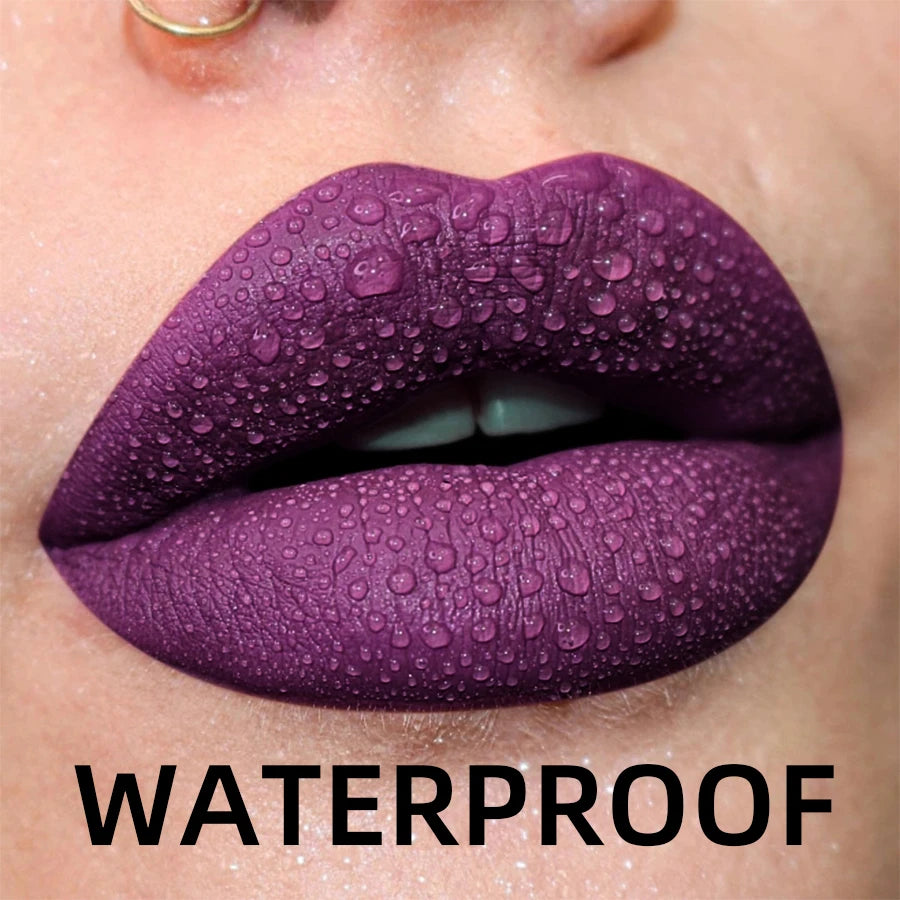 19-Color Matte Velvet Liquid Lipstick — Waterproof Long-Lasting Lip Glaze in Nude, Red & Black Shades