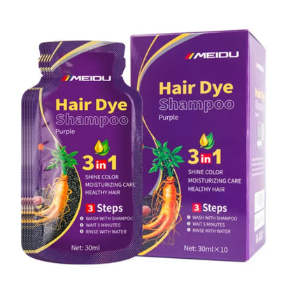 3-in-1 Natural Black Herbal Hair Dye Shampoo — Quick Color, Moisturizing & Conditioning Hair Care