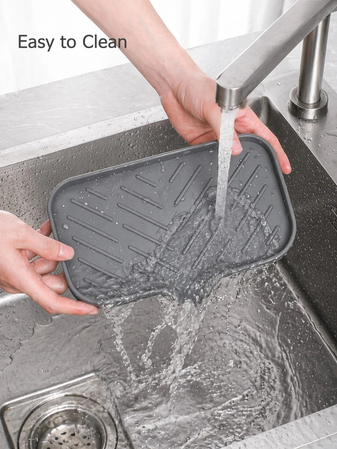 Silicone Sink Storage Tray — Drain Design Sponge & Soap Holder for Kitchen