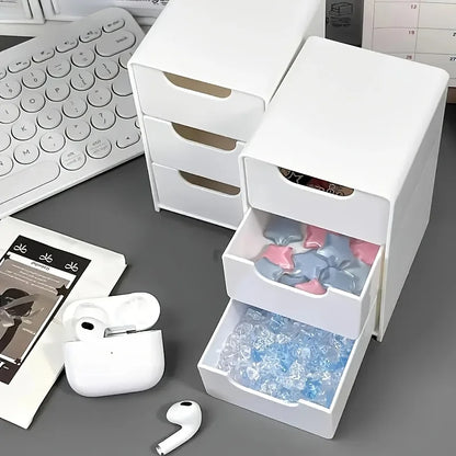 3-Tier Desk Organizer with Storage Drawers — Portable Partition Box for Stationery, Jewelry & Cosmetics