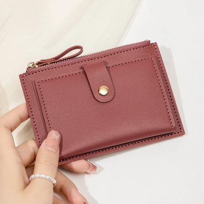 Women's Mini PU Leather Credit Card Holder Wallet — Ultra-Thin Minimalist Short Purse