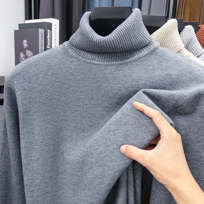 Men's Slim Fit Knitted Turtleneck Sweater — Anti-Pilling Long Sleeve Pullover