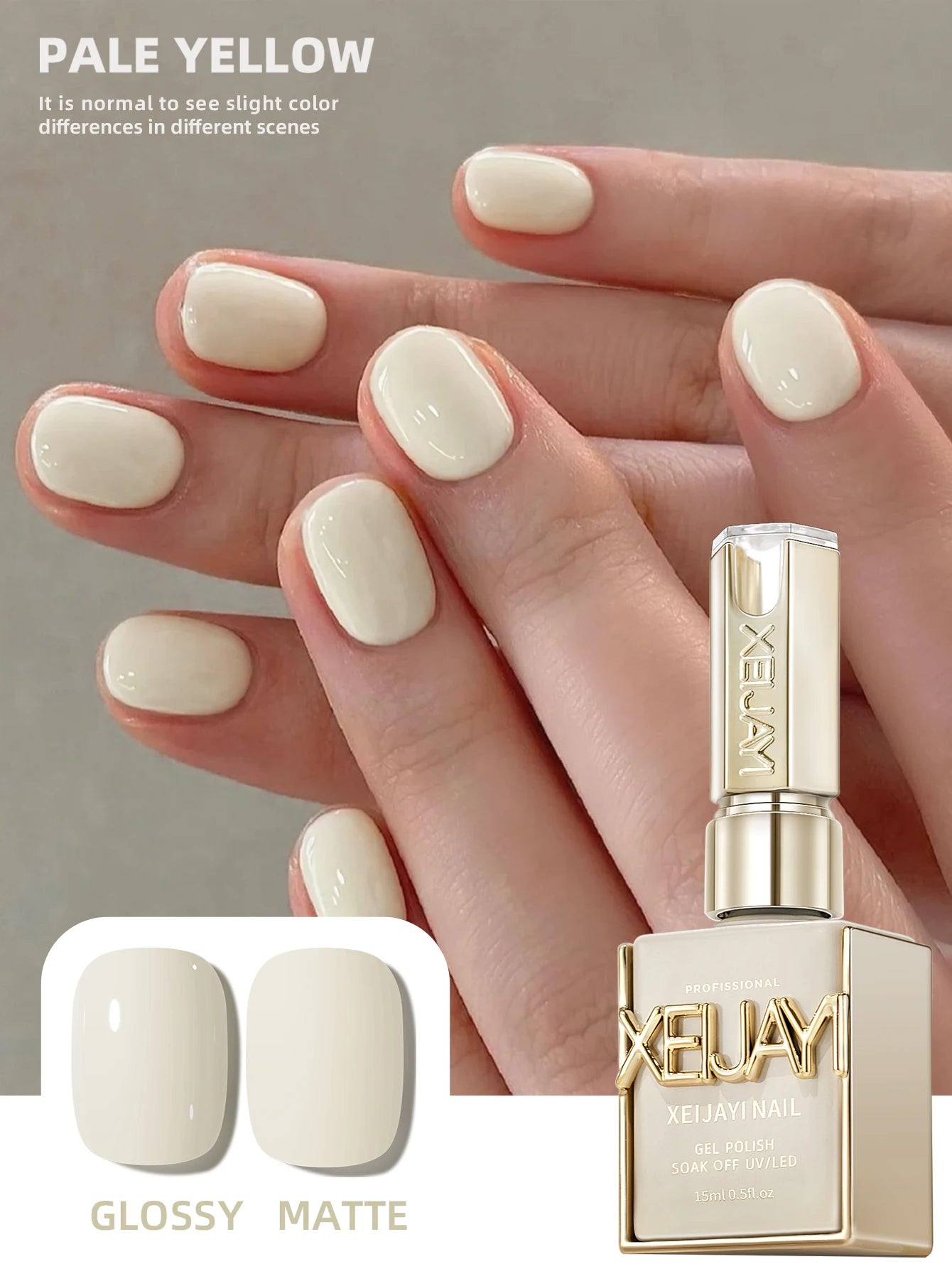 Pale Yellow Gel Nail Polish — Pure Soak-Off No-Wipe UV LED Formula, 15ml