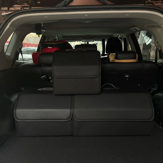 PU Leather Car Trunk Organizer — Collapsible Waterproof Storage Box for SUV, Camping & Road Trips