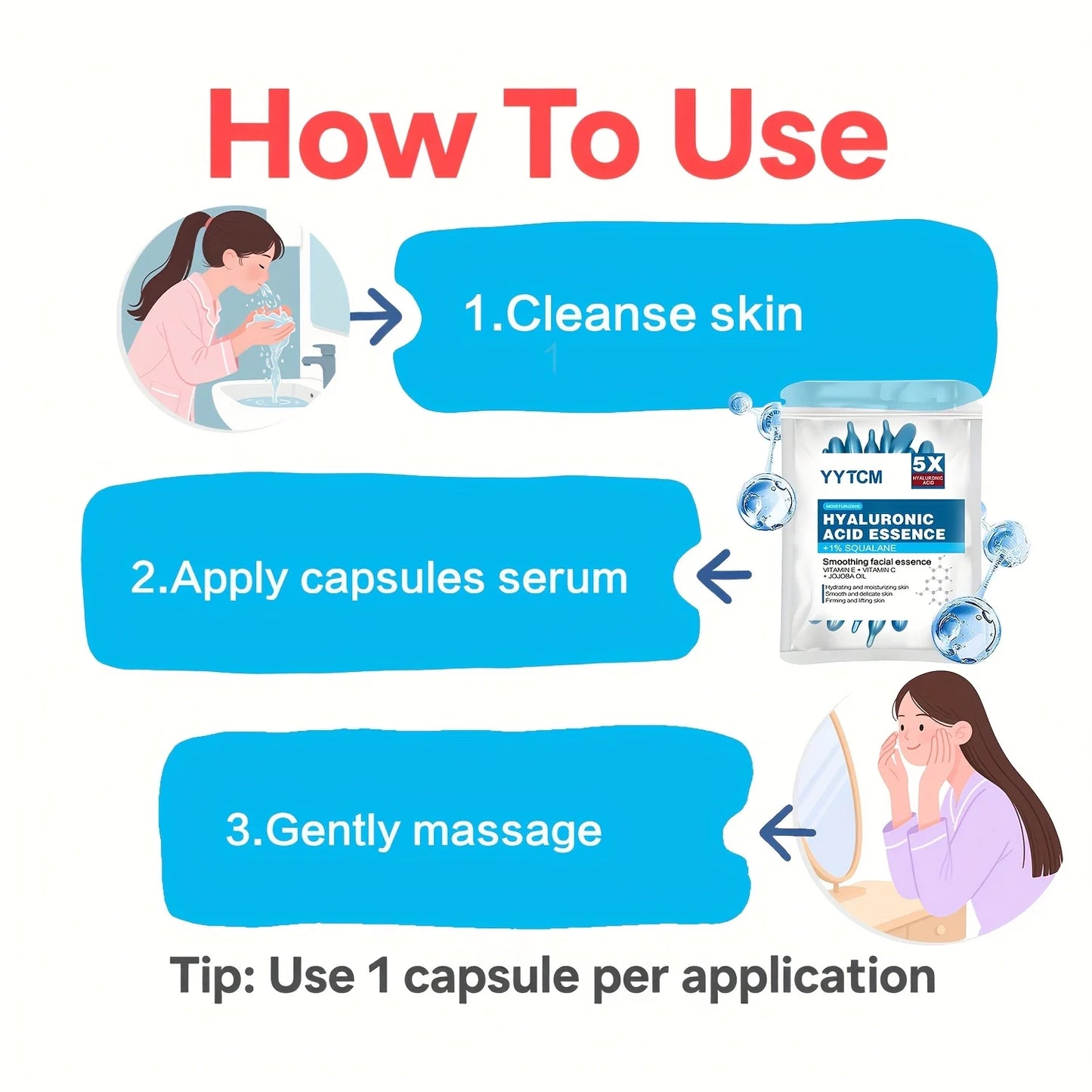 Hyaluronic Acid Deep Moisturizing Capsule Essence — Brightening Skin Serum (0.4g x 30 Capsules)