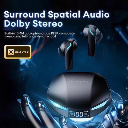 Lenovo XT53 Wireless Earbuds — Bluetooth 5.4, LED Display, Low Latency Gaming & Waterproof Design