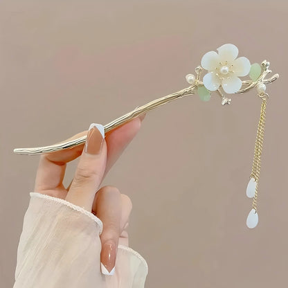 Elegant Chinese Style Hair Clip & Tassel Hair Stick — Traditional Floral Hairpin & Jewelry Accessory for Women