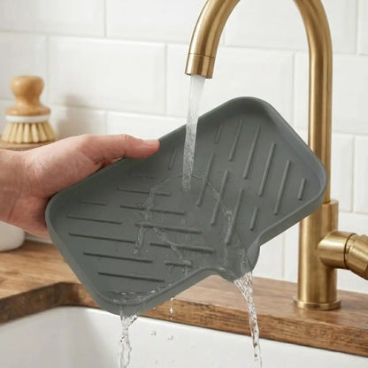 Silicone Sink Storage Tray — Drain Design Sponge & Soap Holder for Kitchen
