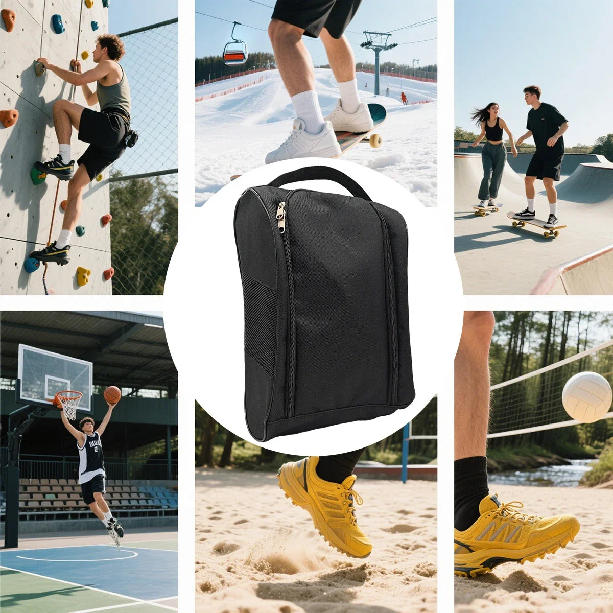 Portable Sports Shoe Bag — Breathable Oxford Carry Bag for Golf, Football & Tennis