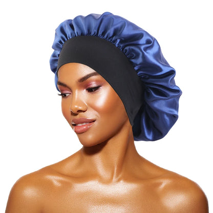 Women's Satin Sleep Bonnet — Wide-Brimmed Night Cap & Head Wrap with Elastic Band for Hair Care