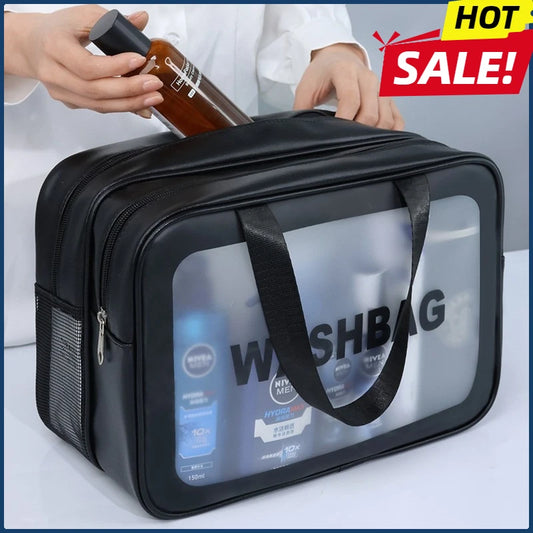 Dry-Wet Separation Travel Bag — Transparent PU Cosmetic & Gym Essentials Bag