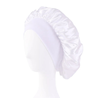 Women's Satin Sleep Bonnet — Wide-Brimmed Night Cap & Head Wrap with Elastic Band for Hair Care