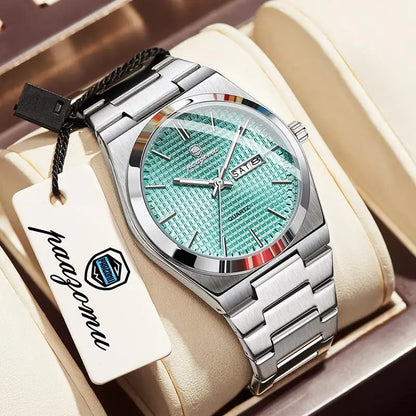 PAAZOMU Luxury Men's Chronograph Watch — Luminous Waterproof Quartz Watch with Date Display