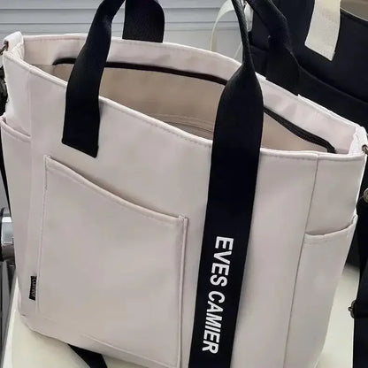 Nylon Waterproof Canvas Tote Bag — Large Capacity Casual Messenger Shoulder Bag for Women & Students