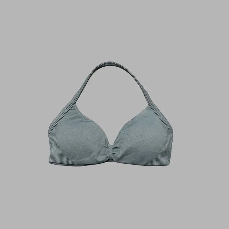 Women's Sports Strappy Yoga Bra — High Support Backless Halter Fitness Workout & Running Bra
