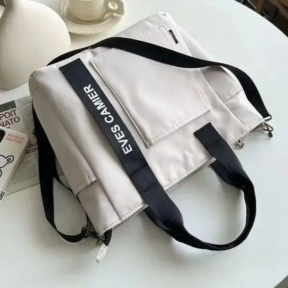 Nylon Waterproof Canvas Tote Bag — Large Capacity Casual Messenger Shoulder Bag for Women & Students