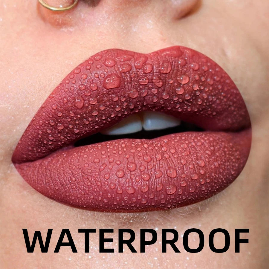 19-Color Matte Velvet Liquid Lipstick — Waterproof Long-Lasting Lip Glaze in Nude, Red & Black Shades