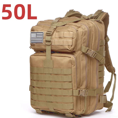 25L/50L Tactical Hiking Backpack — Waterproof Nylon Rucksack for Camping, Trekking, Fishing & Hunting
