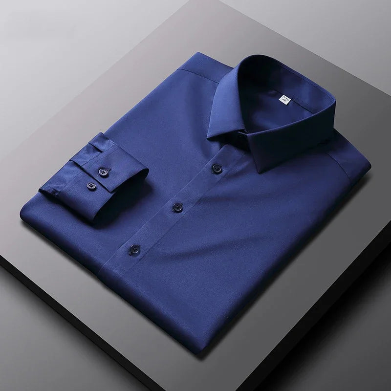 Men’s Solid Long-Sleeve Smart-Casual Shirt – M–4XL
