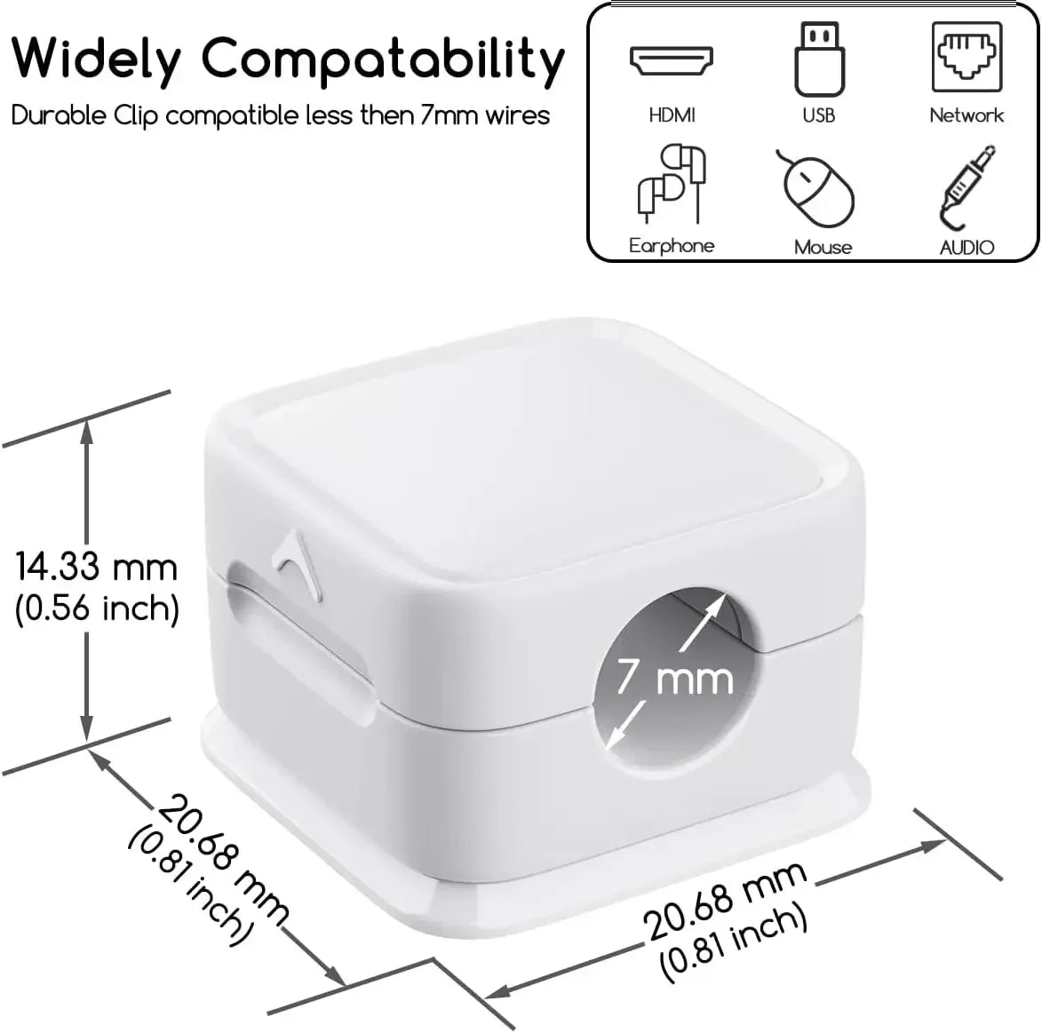 Magnetic Cable Clips — Adjustable Under-Desk Cord Holder & Cable Management Organizer (3-12 Pack)