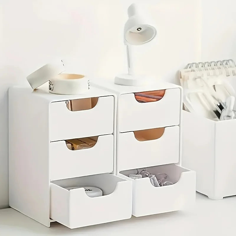 3-Tier Desk Organizer with Storage Drawers — Portable Partition Box for Stationery, Jewelry & Cosmetics