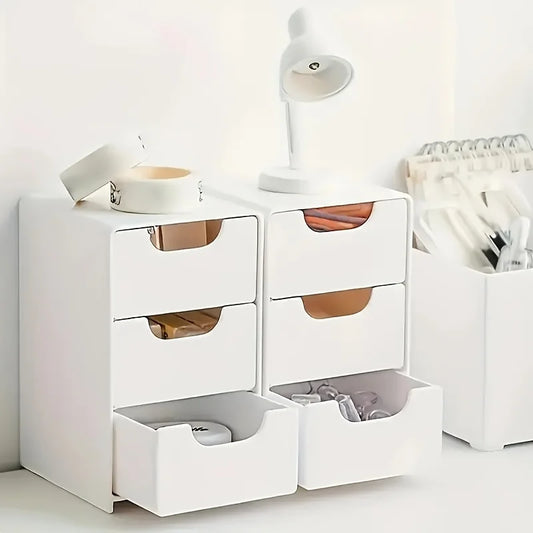 3-Tier Desk Organizer with Storage Drawers — Portable Partition Box for Stationery, Jewelry & Cosmetics