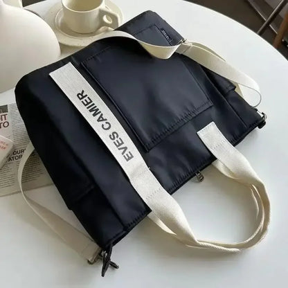 Nylon Waterproof Canvas Tote Bag — Large Capacity Casual Messenger Shoulder Bag for Women & Students