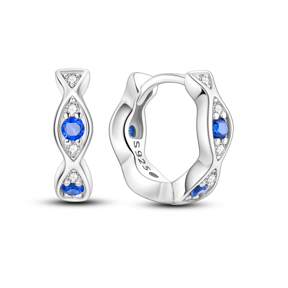 925 Sterling Silver Blue Zircon Butterfly Hoop Earrings — Colored Fine Jewelry for Women & Girls