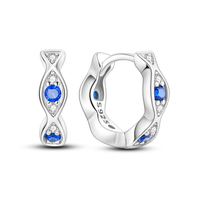 925 Sterling Silver Blue Zircon Butterfly Hoop Earrings — Colored Fine Jewelry for Women & Girls