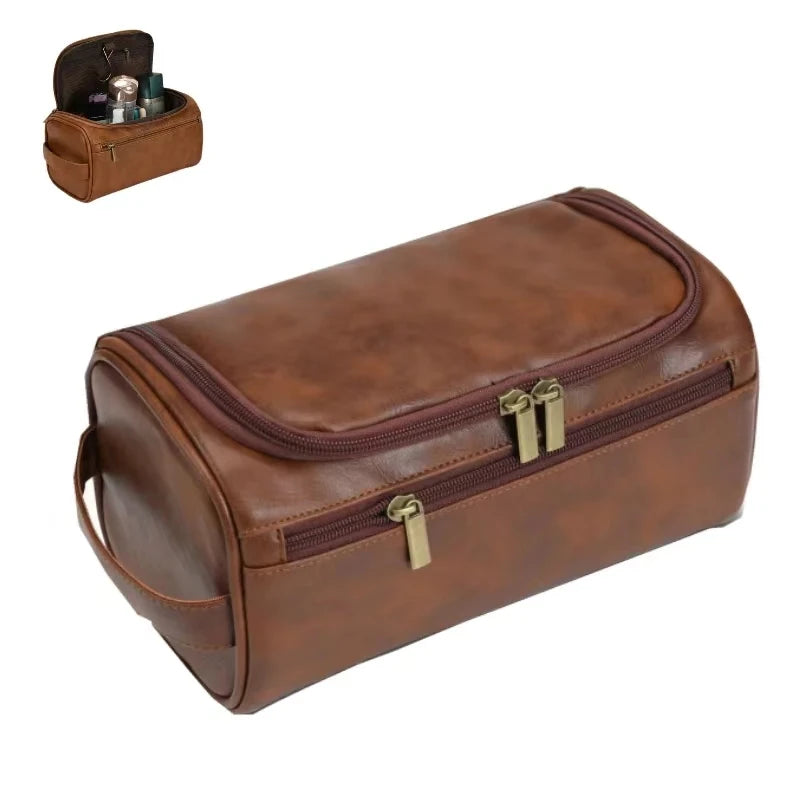 Leather Toiletry Bag — Hanging Dopp Kit for Men & Women